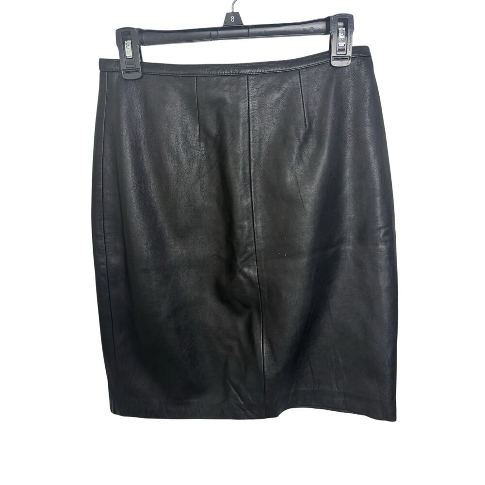 Mix It Black Leather Skirt A-Line Pencil Knee Length 8 Biker Goth 90s Grunge
